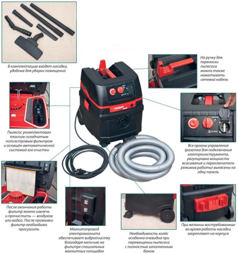 Строительный пылесос объем бака 25 литров