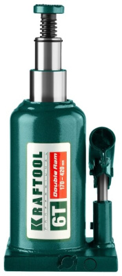 Домкрат бутылочный гидравлический Kraftool Double Ram 43463-6 (6 т)